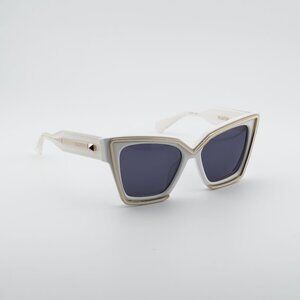 Valentino V-GRACE VLS-126C Sunglasses White/Gold Cat Eye Frame, Grey Lenses